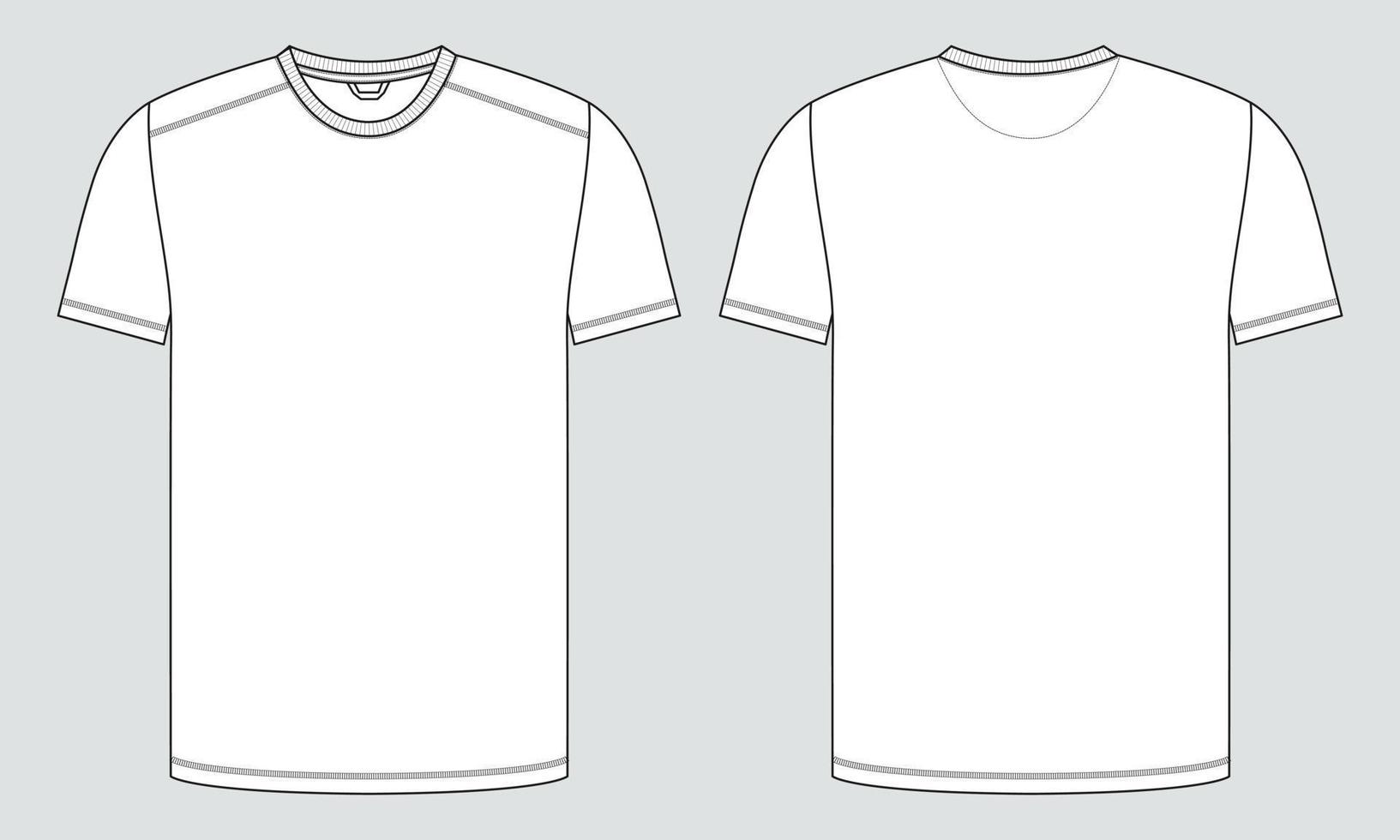 plantilla de ilustración de vector de boceto plano de moda técnica de camiseta de manga corta para hombres y niños