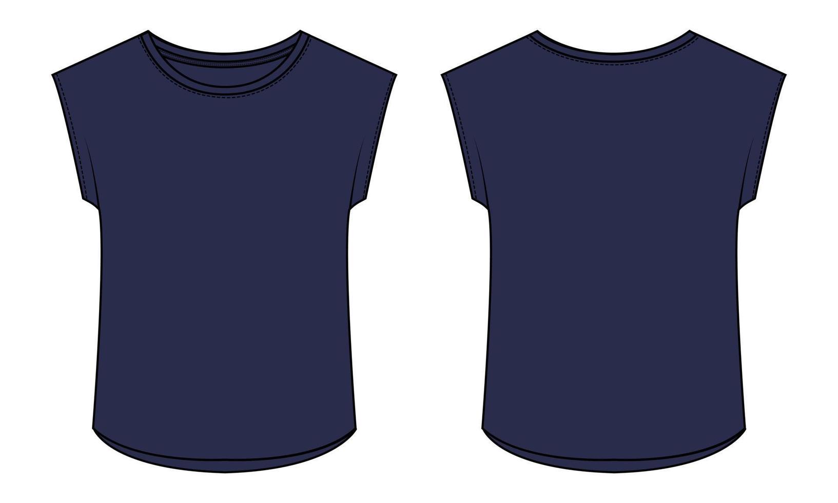 T shirt tops vector illustration Navy color template for ladies