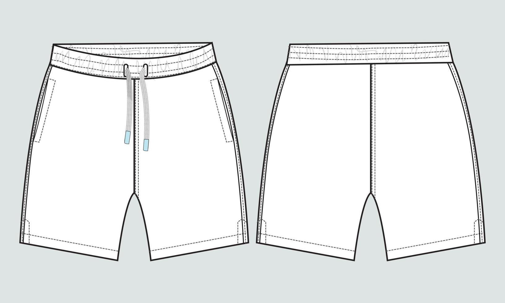 Boys Sweat Shorts Pant fashion flat sketch vector illustration template.