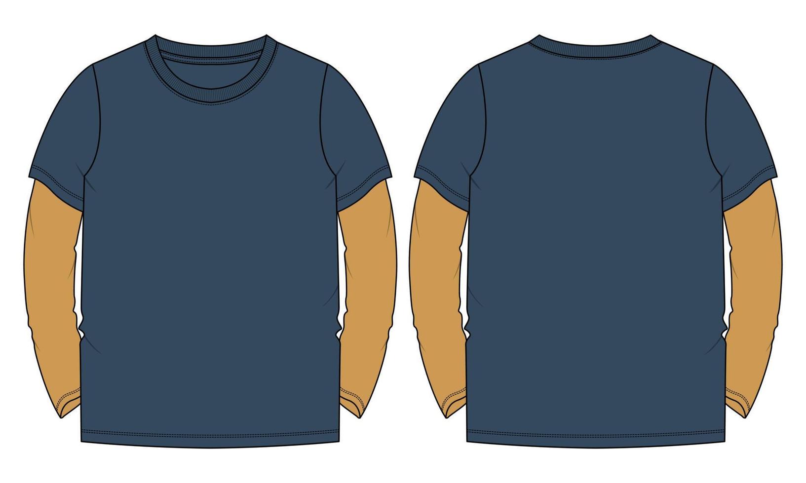 Two tone Color Long sleeve t shirt vector illustration template