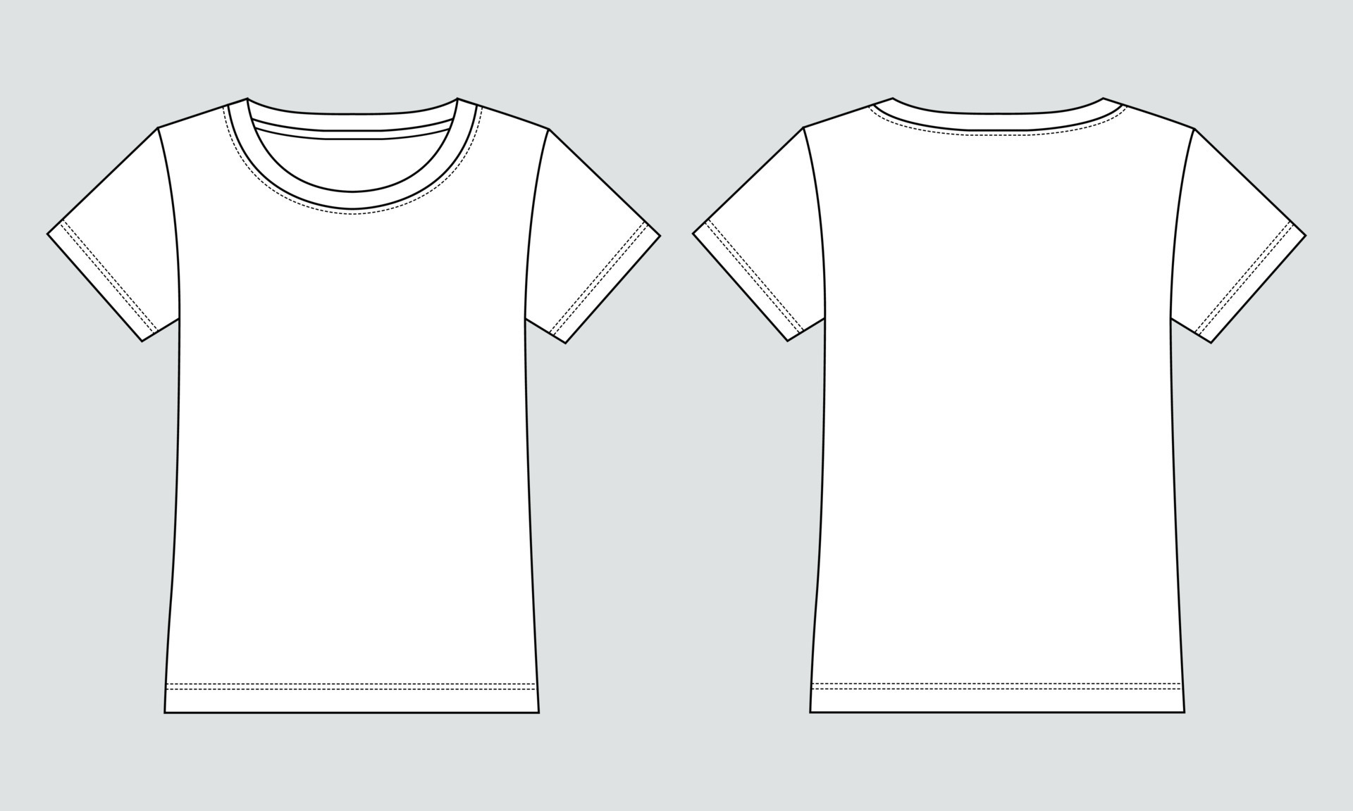 Short sleeve T shirt Technical fashion flat sketch vector illustration ...