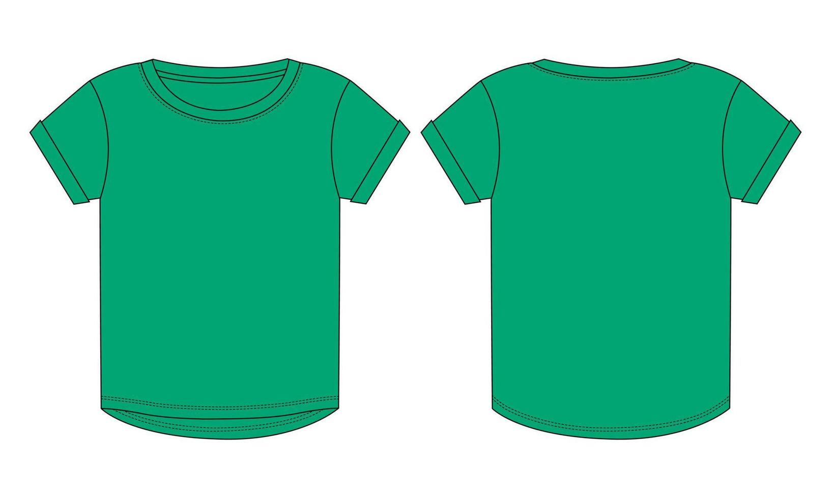camiseta de manga corta tops ilustración vectorial plantilla de color verde para damas vector