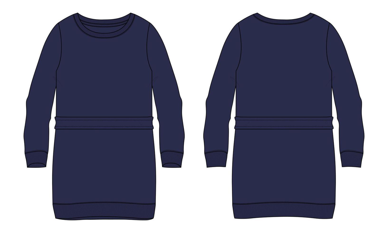 suéter de tela de lana de algodón largo hasta la rodilla ilustración vectorial plantilla de color azul marino para mujer vector