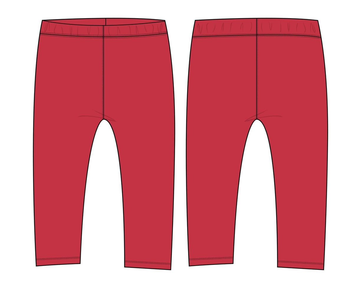 Cotton fabric trouser pant vector illustration Red color template for baby girls.