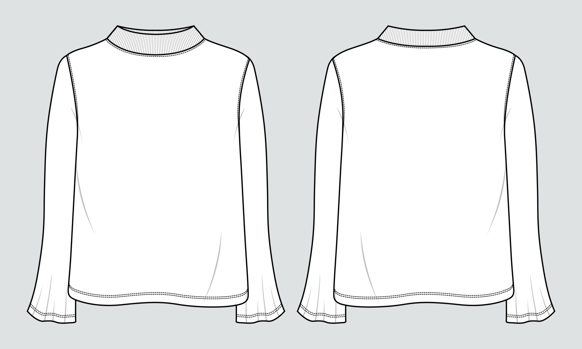 Raglan Long Sleeve T-shirt Fashion Flat Sketch Fashion - Etsy UK