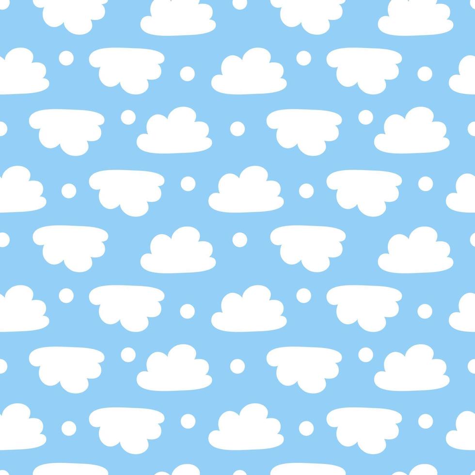 Clouded Seamless vector pattern isolated on sky blue background.