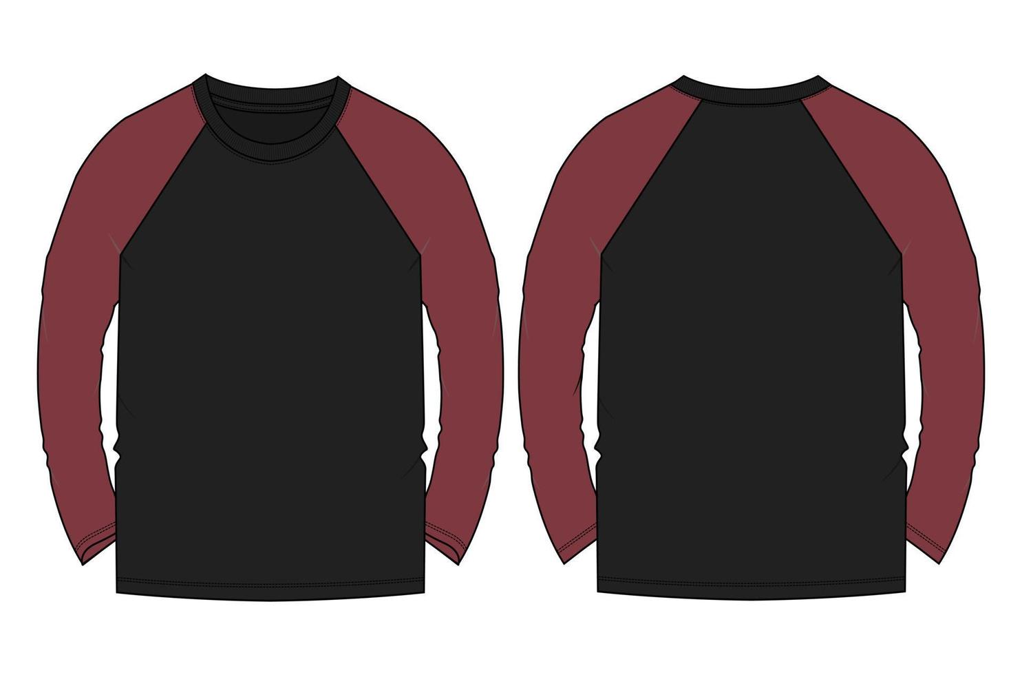 Raglan two tone color Long sleeve t shirt vector illustration black Color template