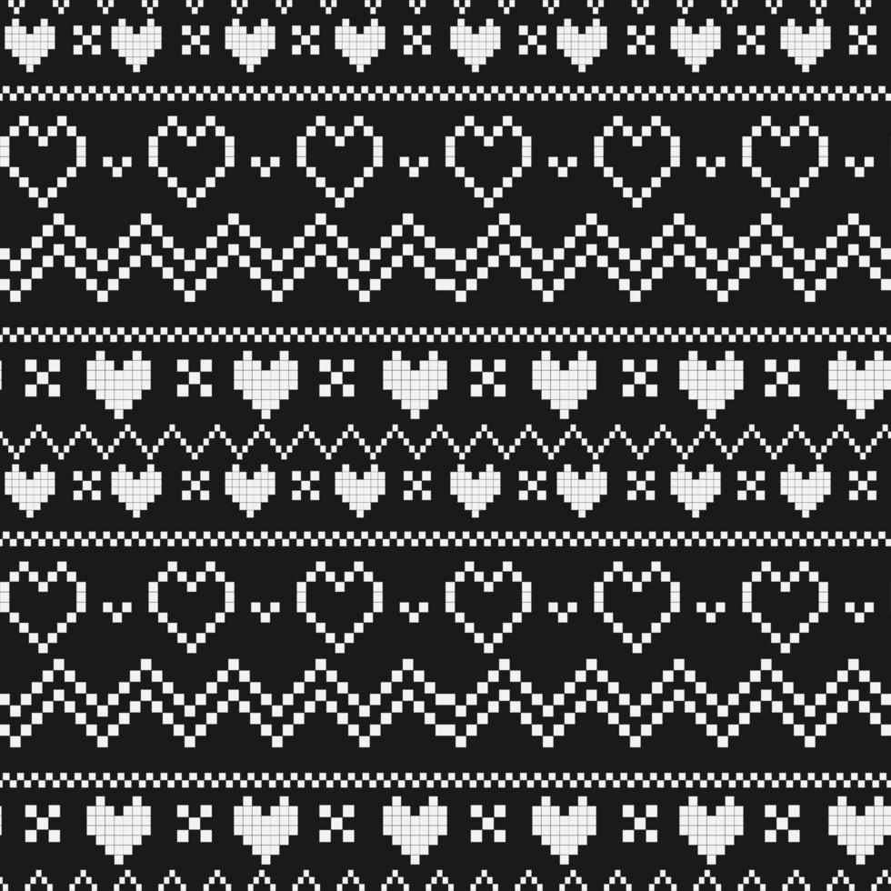 Christmas fair isle seamless Vector pattern for background, fabric and others isolated on black background.