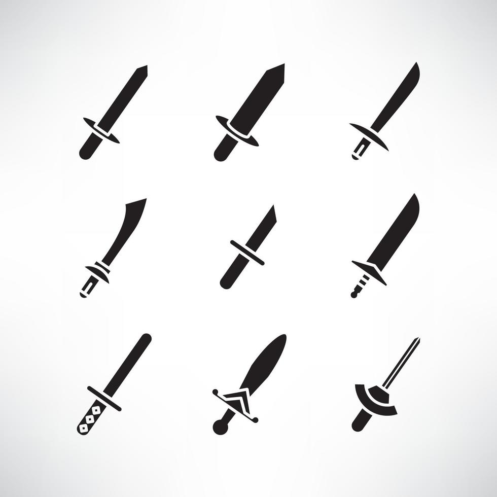 Iconos de espada y daga de caballero vector