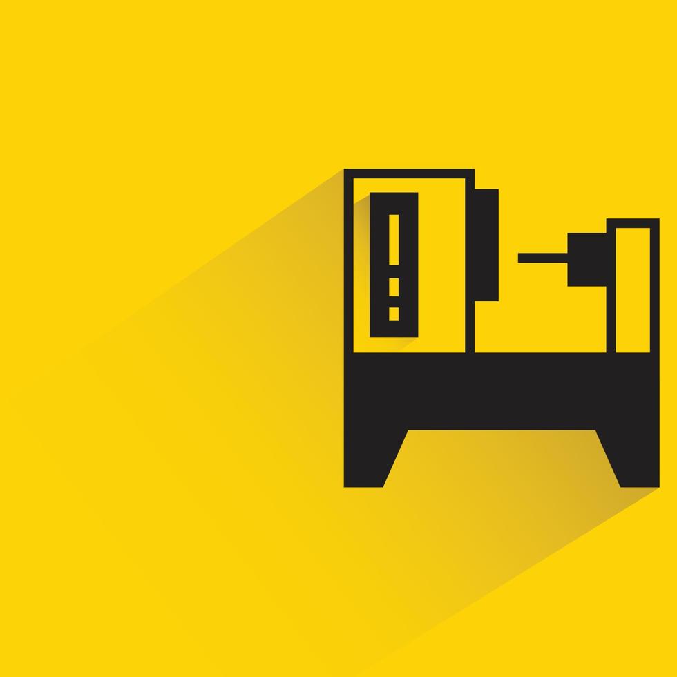 cnc machine icon yellow background vector illustration