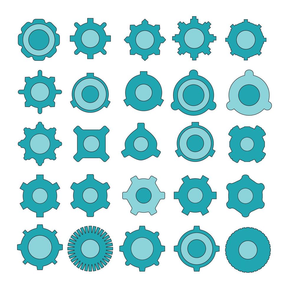 conjunto de iconos de engranaje azul ilustración vectorial vector