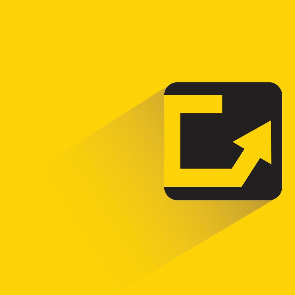 botón de flecha de recarga con sombra sobre fondo amarillo vector