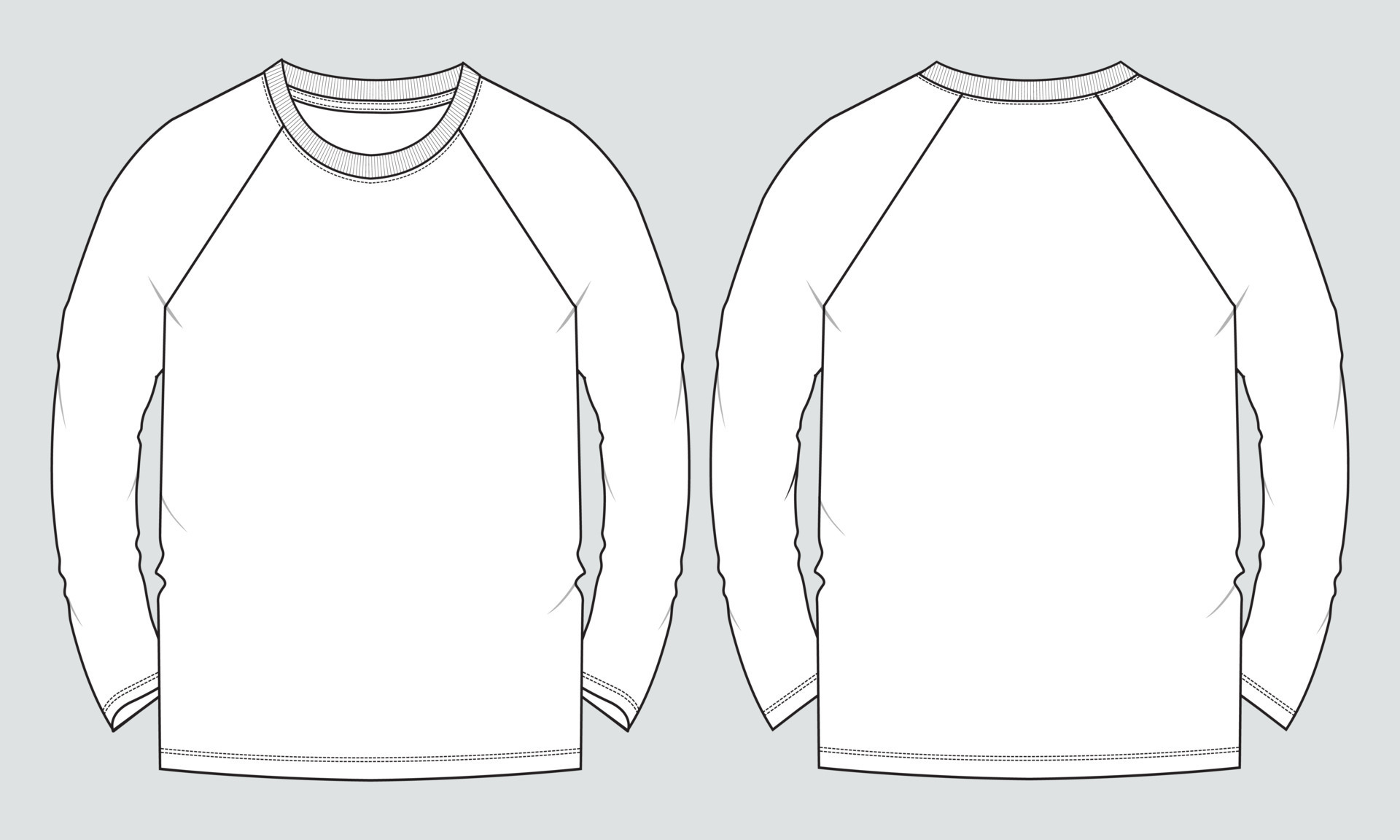 Long sleeve shirts fashion flat sketch template14 Vector Image