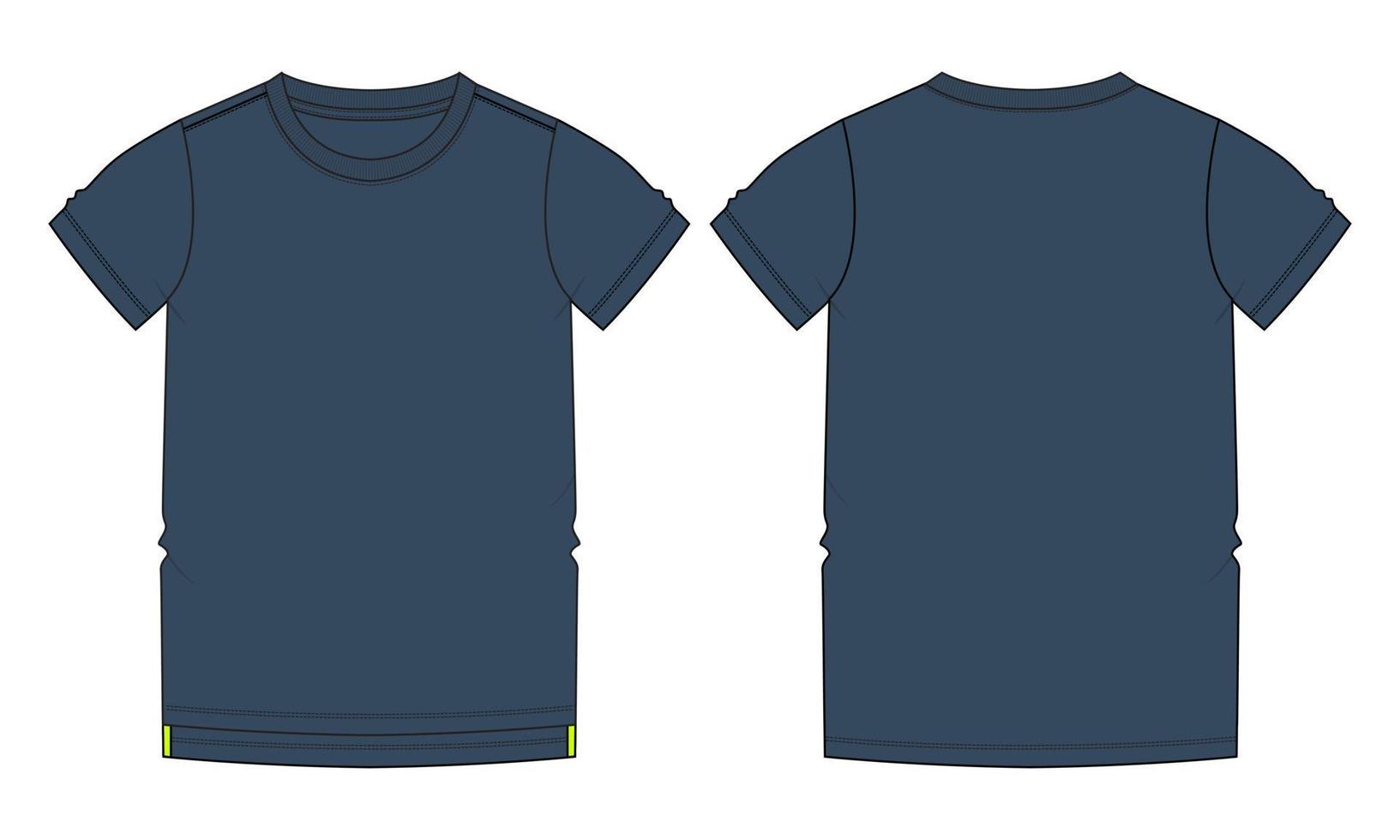 Short Sleeve T shirt Vector Illustration navy Blue Color template Front