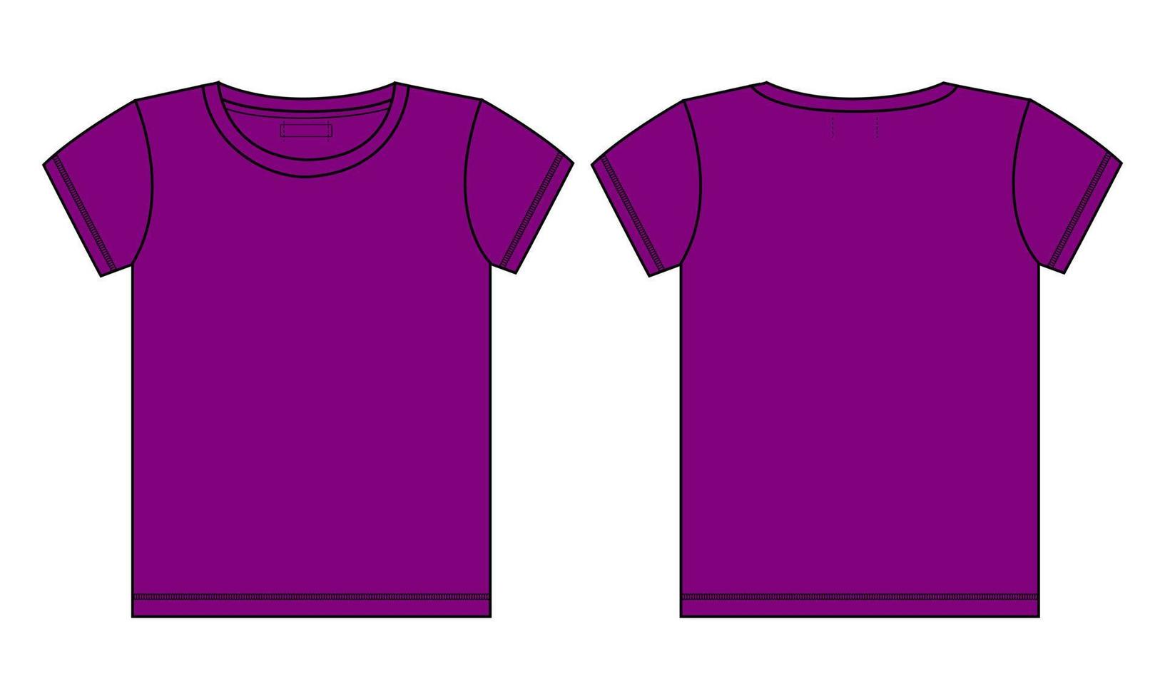 camiseta de manga corta moda técnica boceto plano ilustración vectorial plantilla de bayas negras para damas y niñas vector