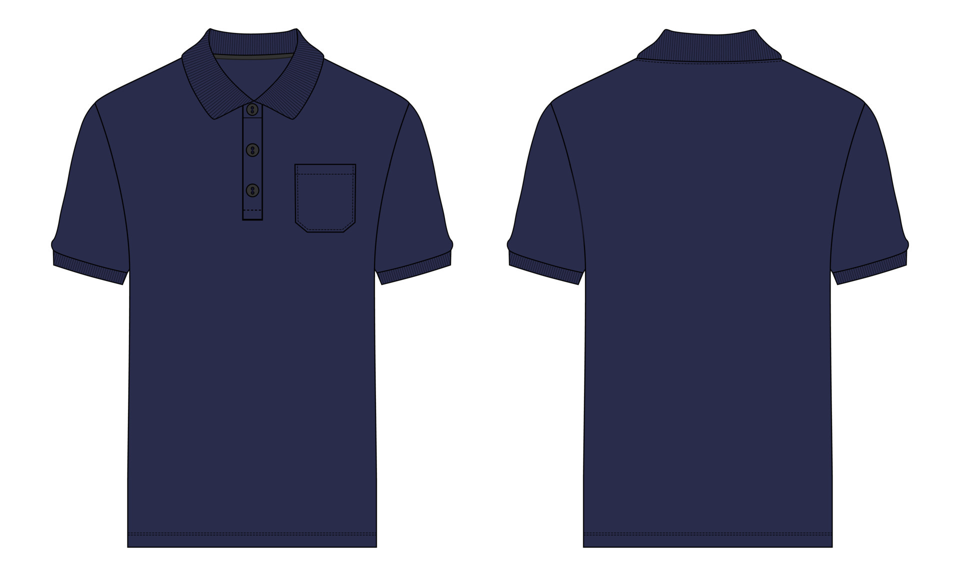 Short sleeve polo shirt Technical fashion flat sketch vector ...