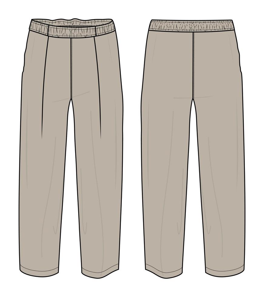 pantalón de pijama de ajuste regular estilo plano ilustración vectorial plantilla de color caqui para damas vector