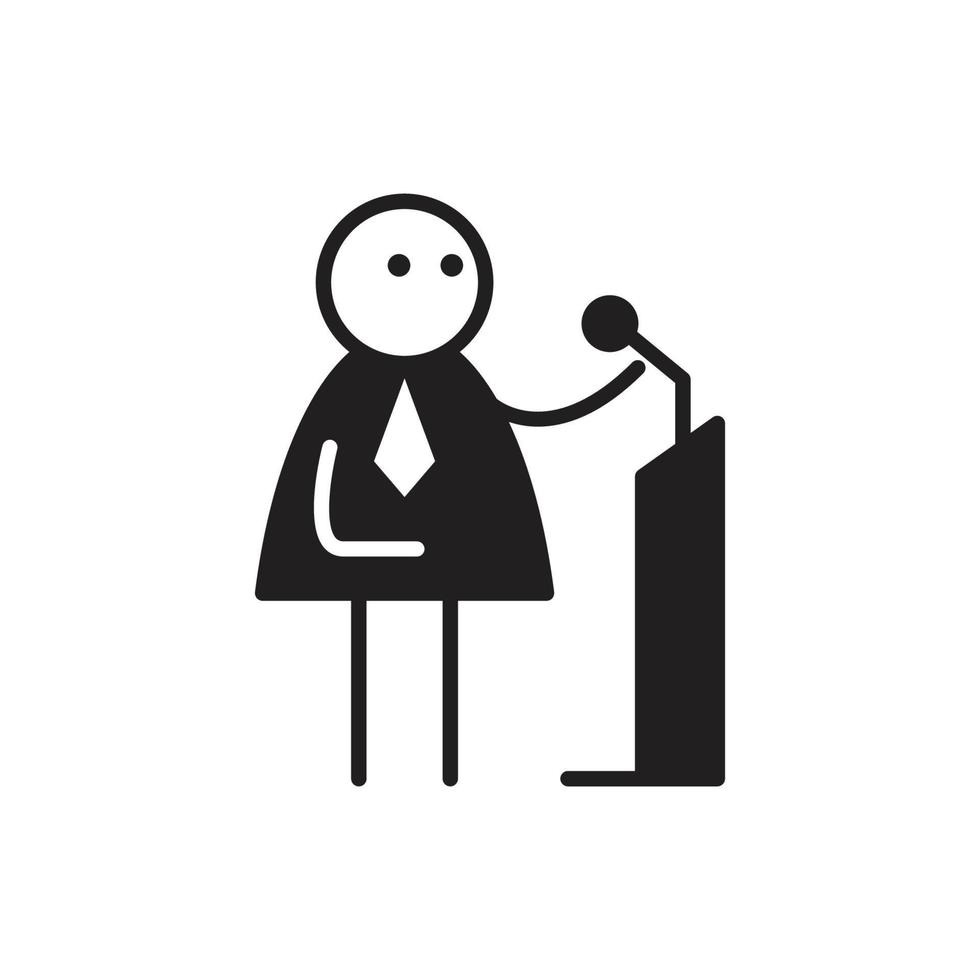 businessman on speaker podium stick figure illustration vector