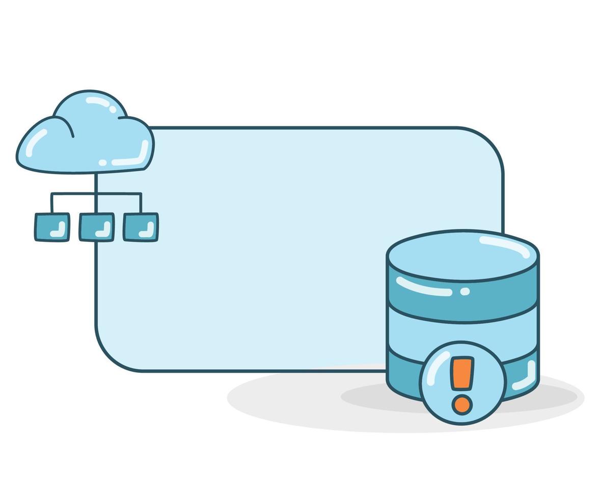 database and cloud diagram icon with blank note vector illustration