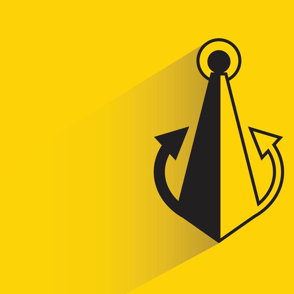 anchor symbol with shadow on yellow background vector