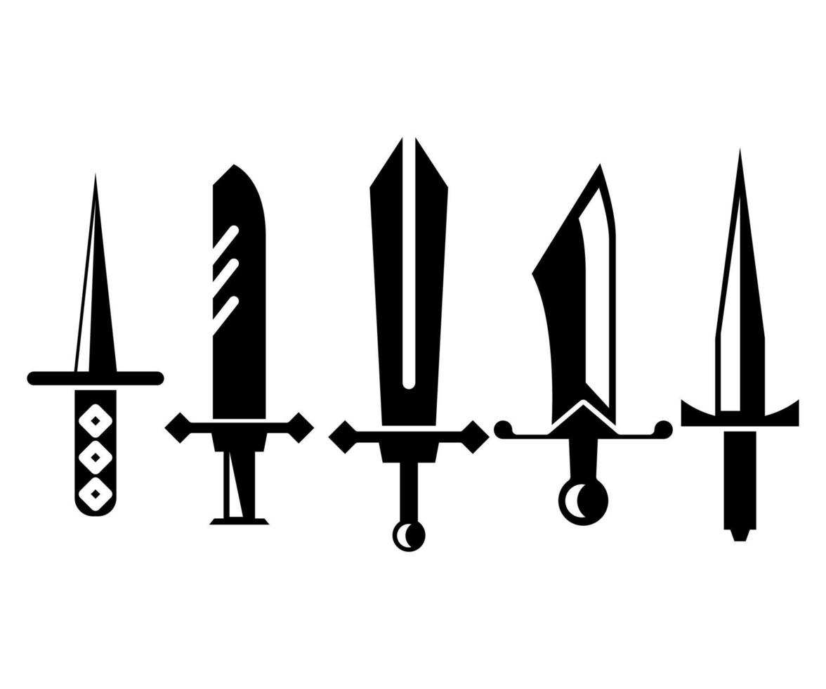 iconos de espadas de daga y caballero vector