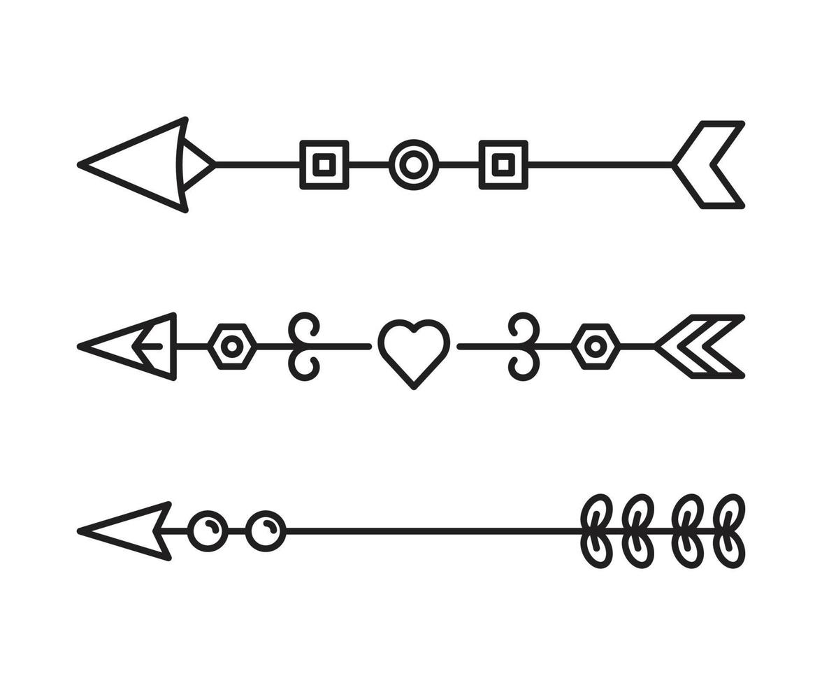 flechas con ilustración de línea de decoración tribal vector