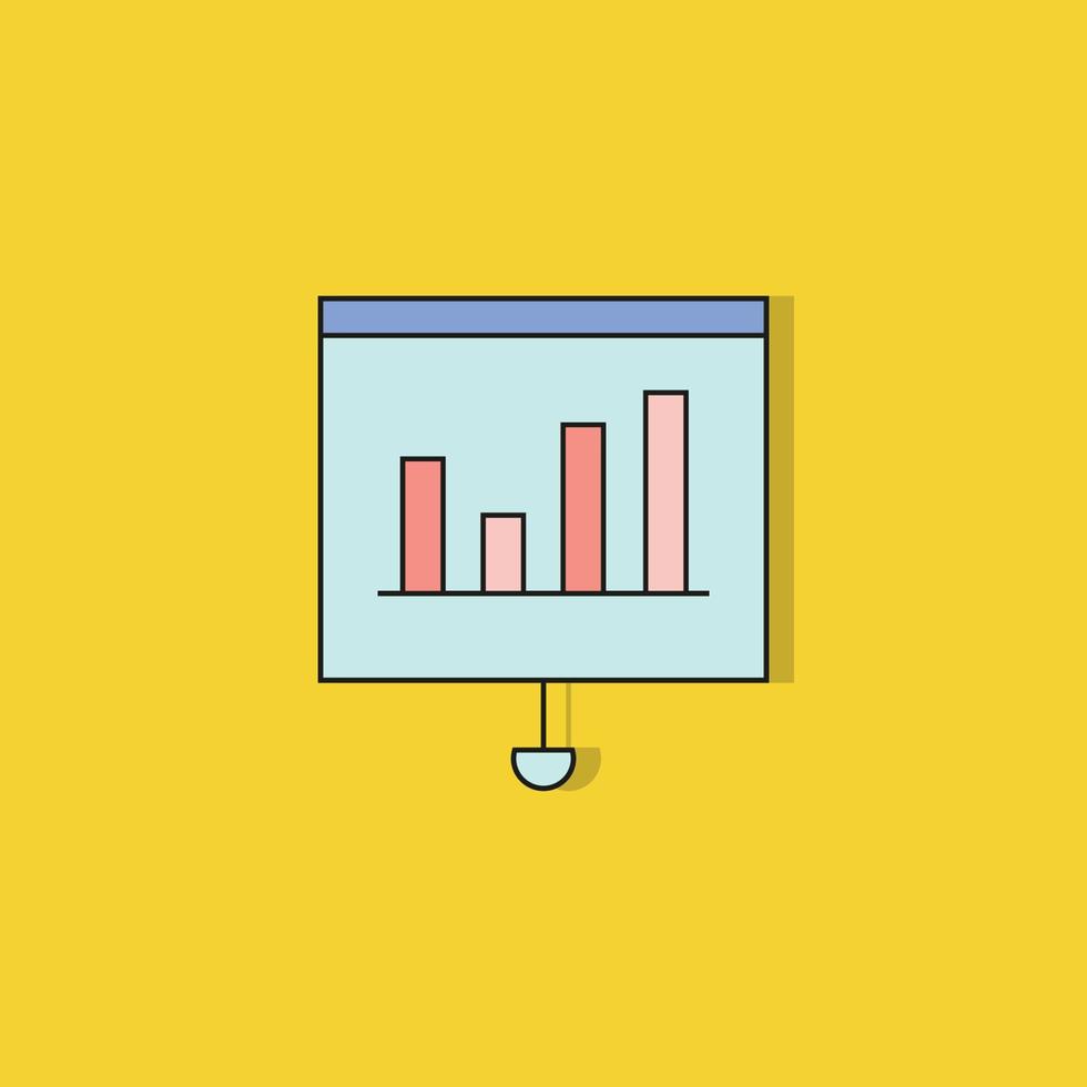 bar chart on slide icon on yellow background vector