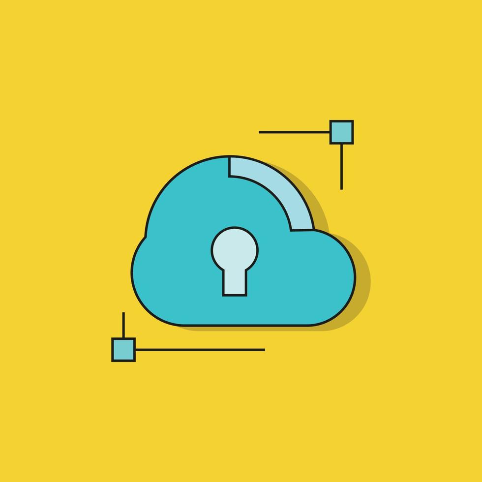 icono de seguridad en la nube sobre fondo amarillo vector