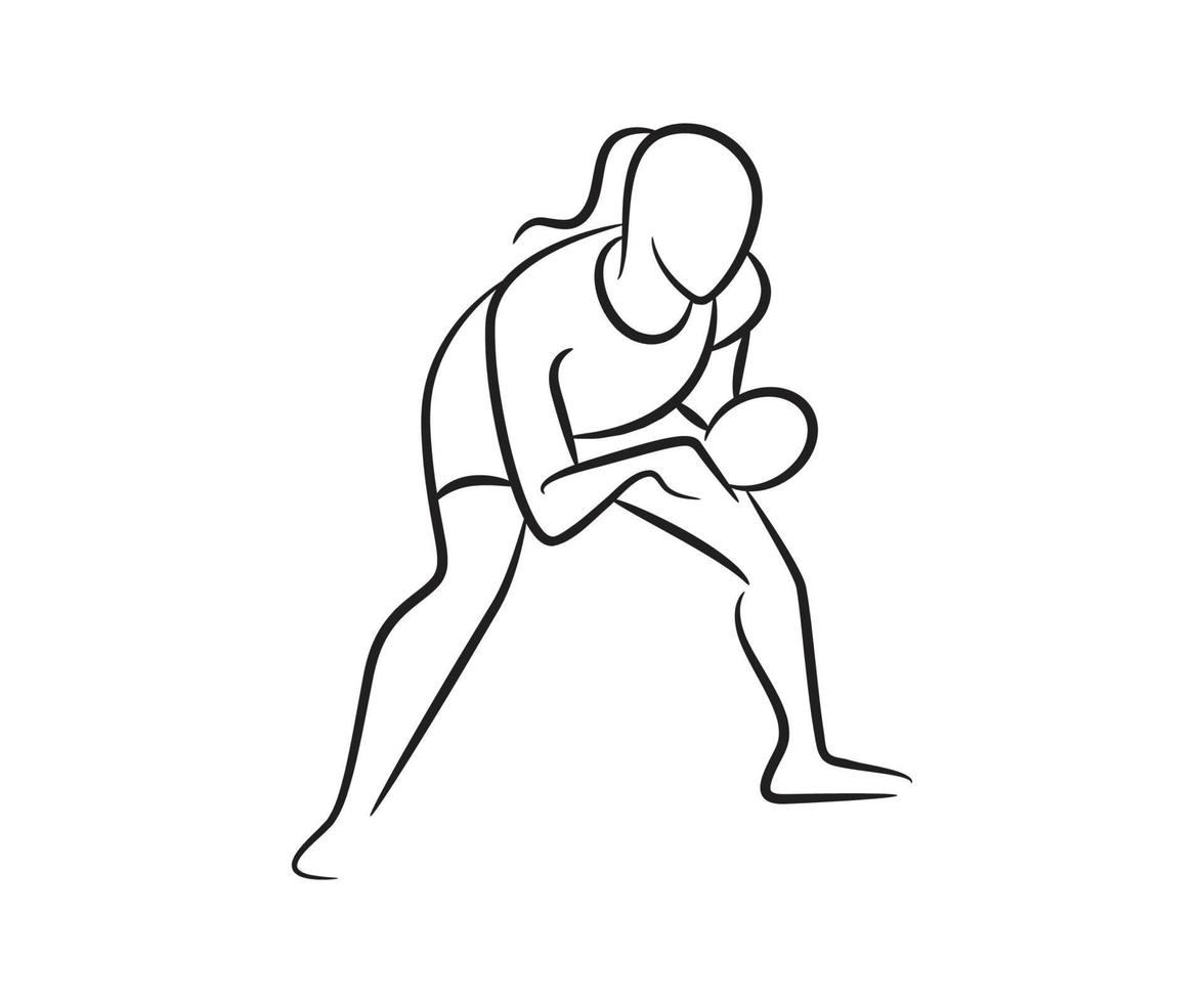 female table tennis player hand drawn vector illustration