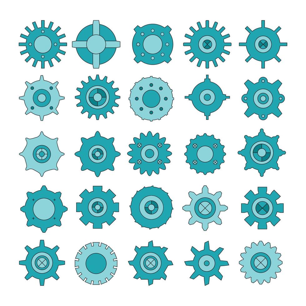 blue gear icon set vector illustration