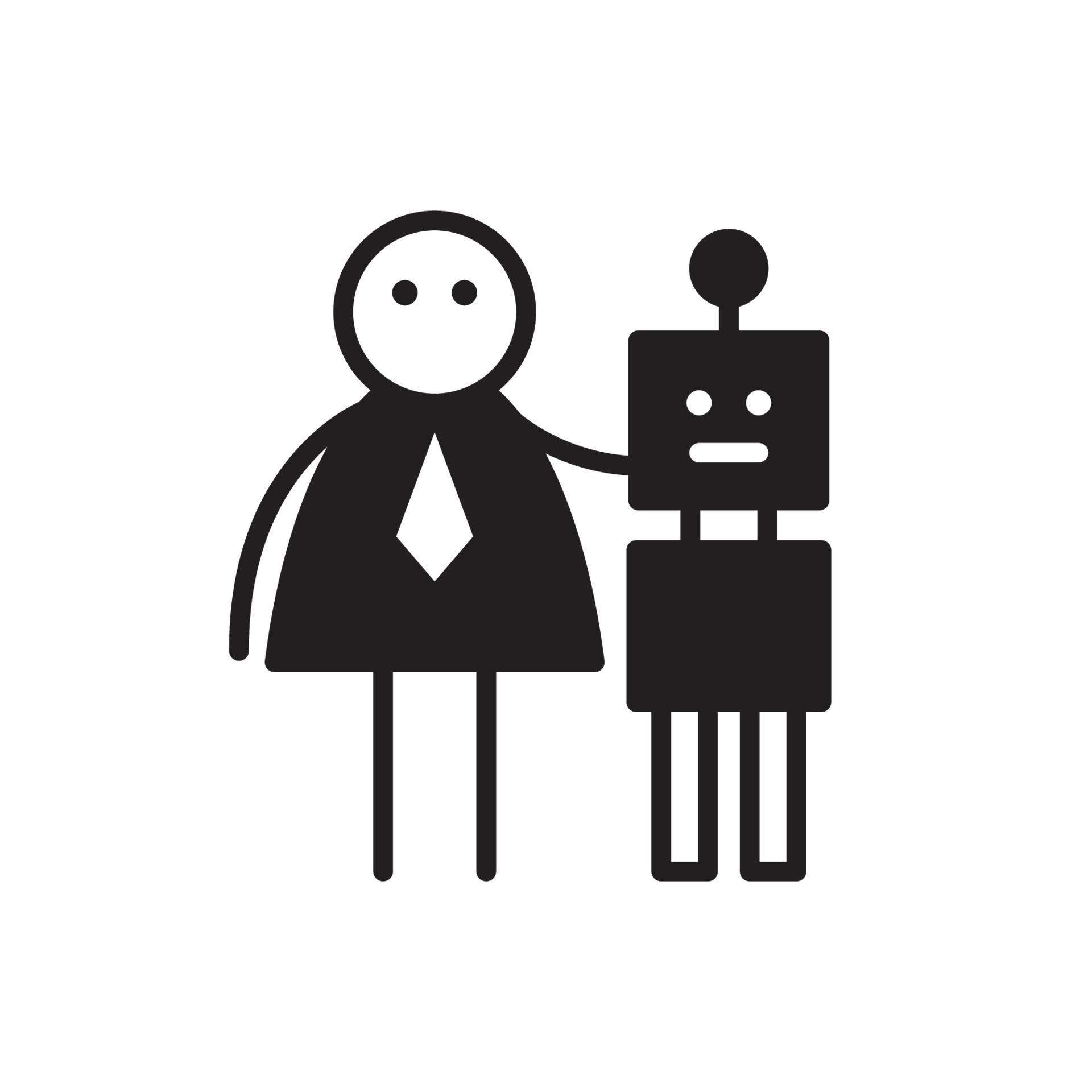 businessman and robot stick figure character 8554807 Vector Art at Vecteezy