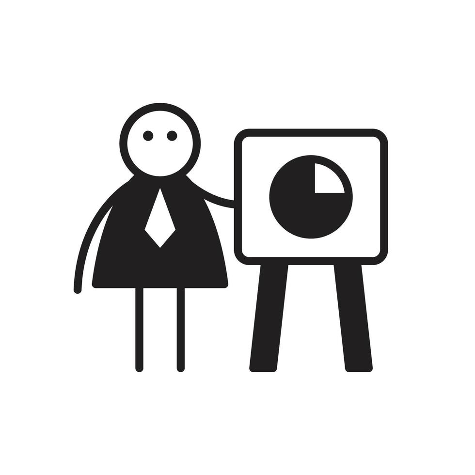 businessman and pie chart stick figure character vector