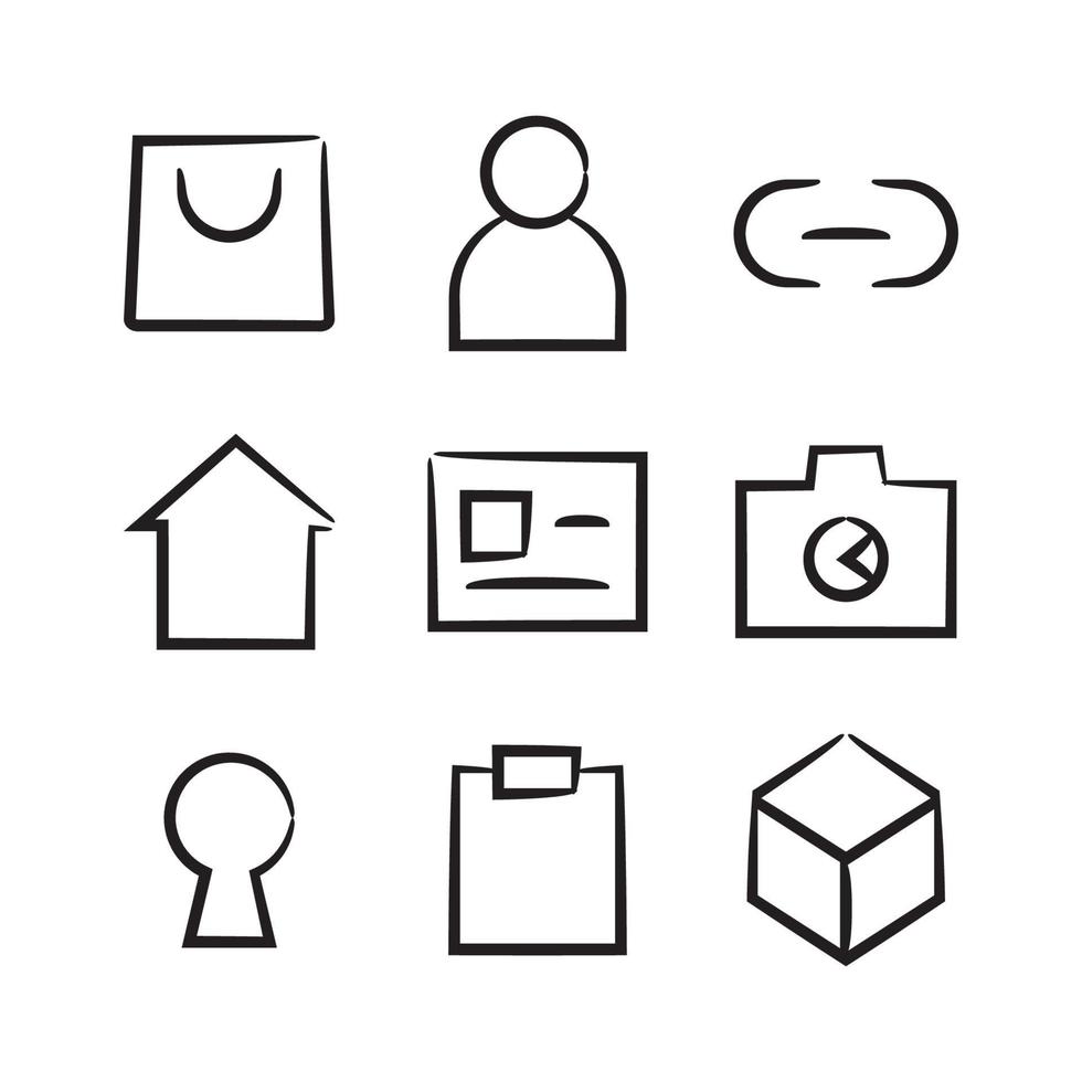 hand drawn web interface icons set vector