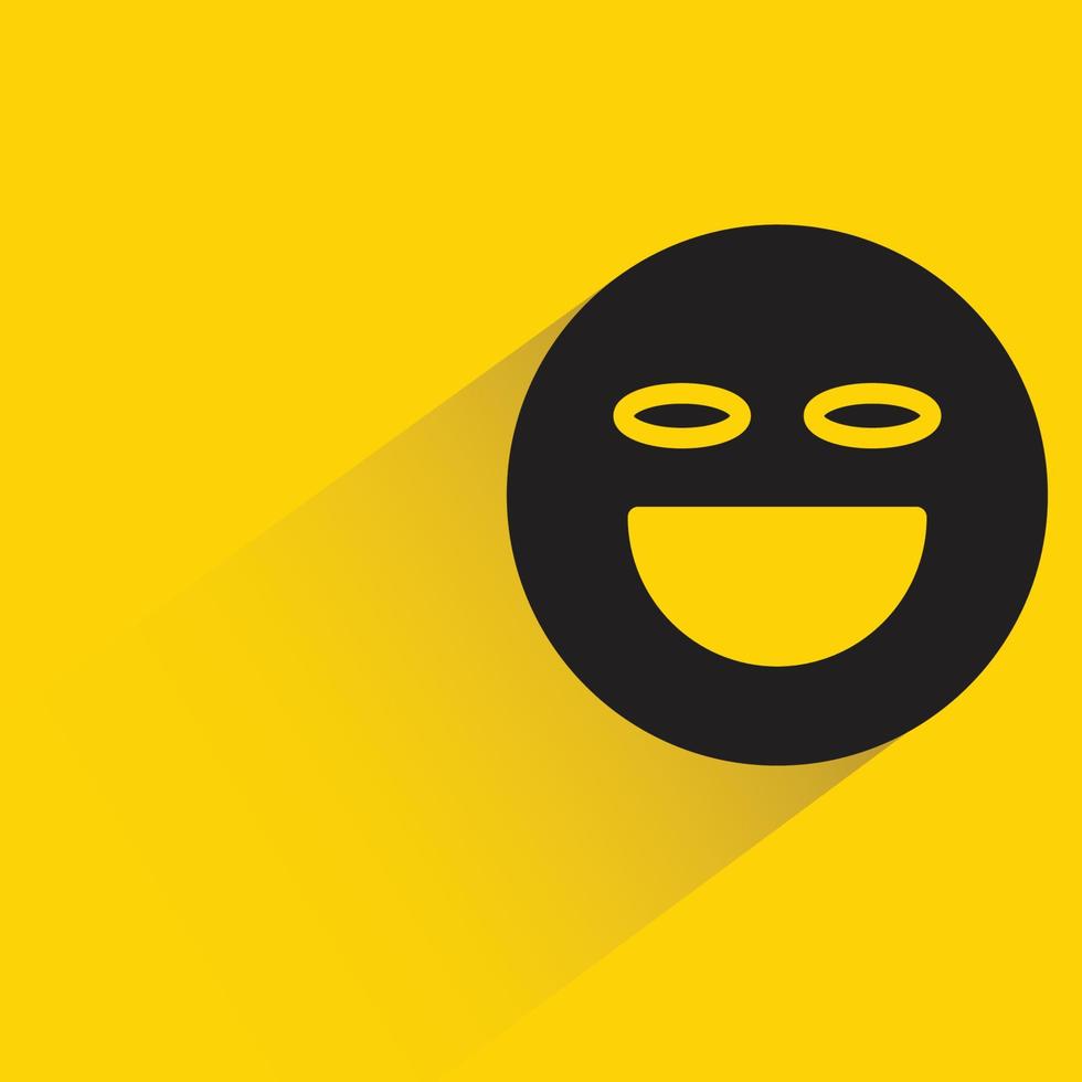 Emoticon de sonrisa con ilustración de fondo amarillo sombra vector