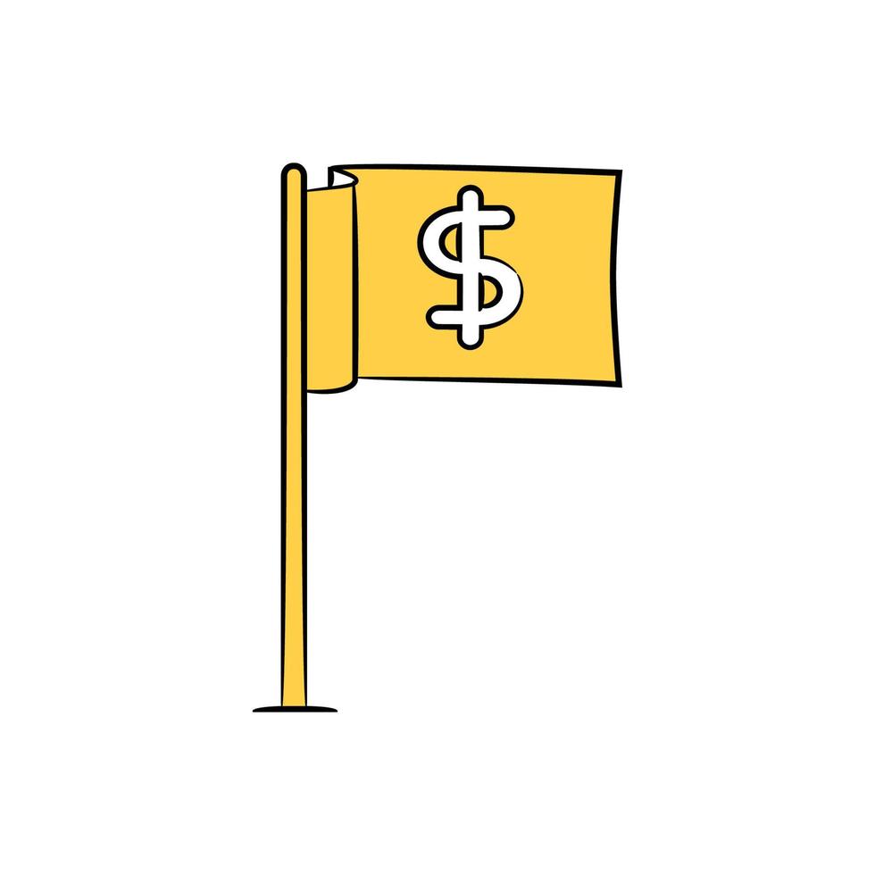 Icono de asta de bandera de dólar vector