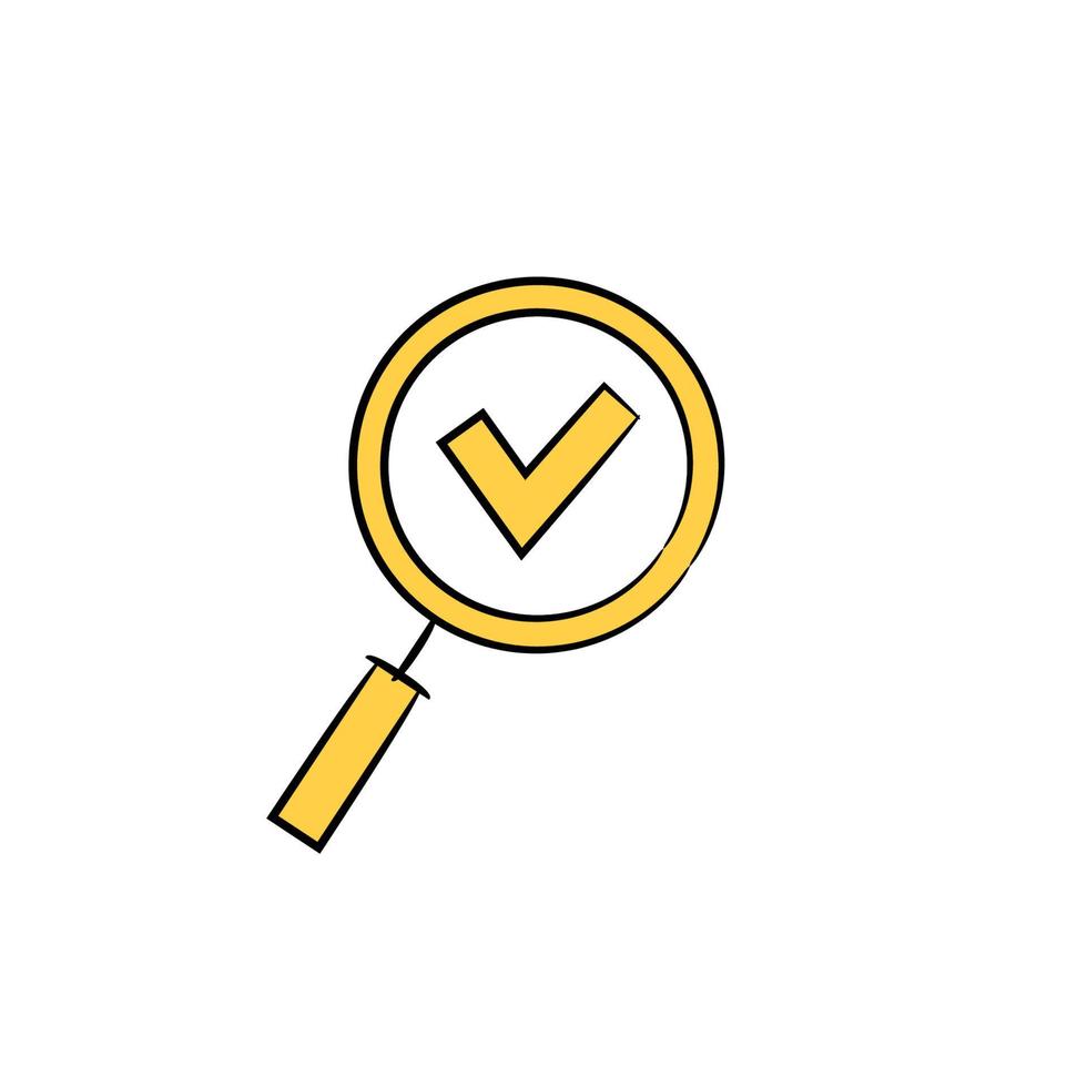 magnifier glass and check mark icon vector