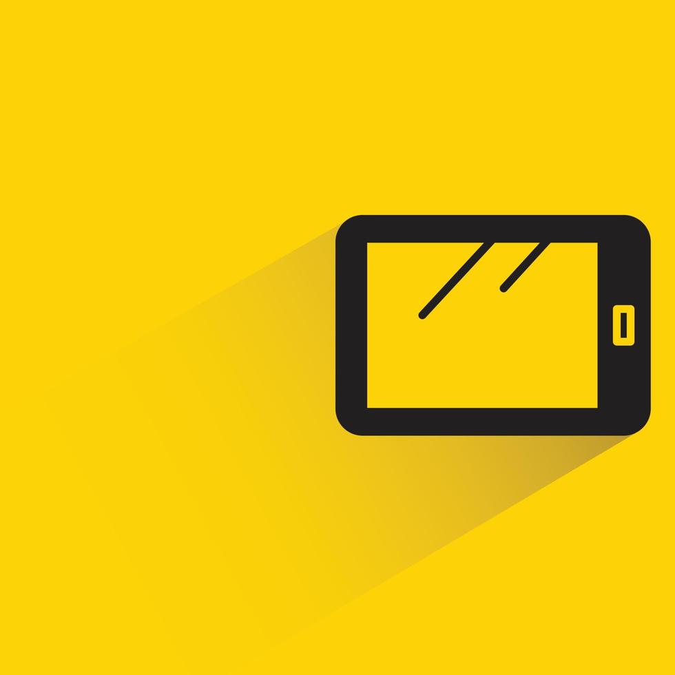 smartphone icon with shadow on yellow background vector