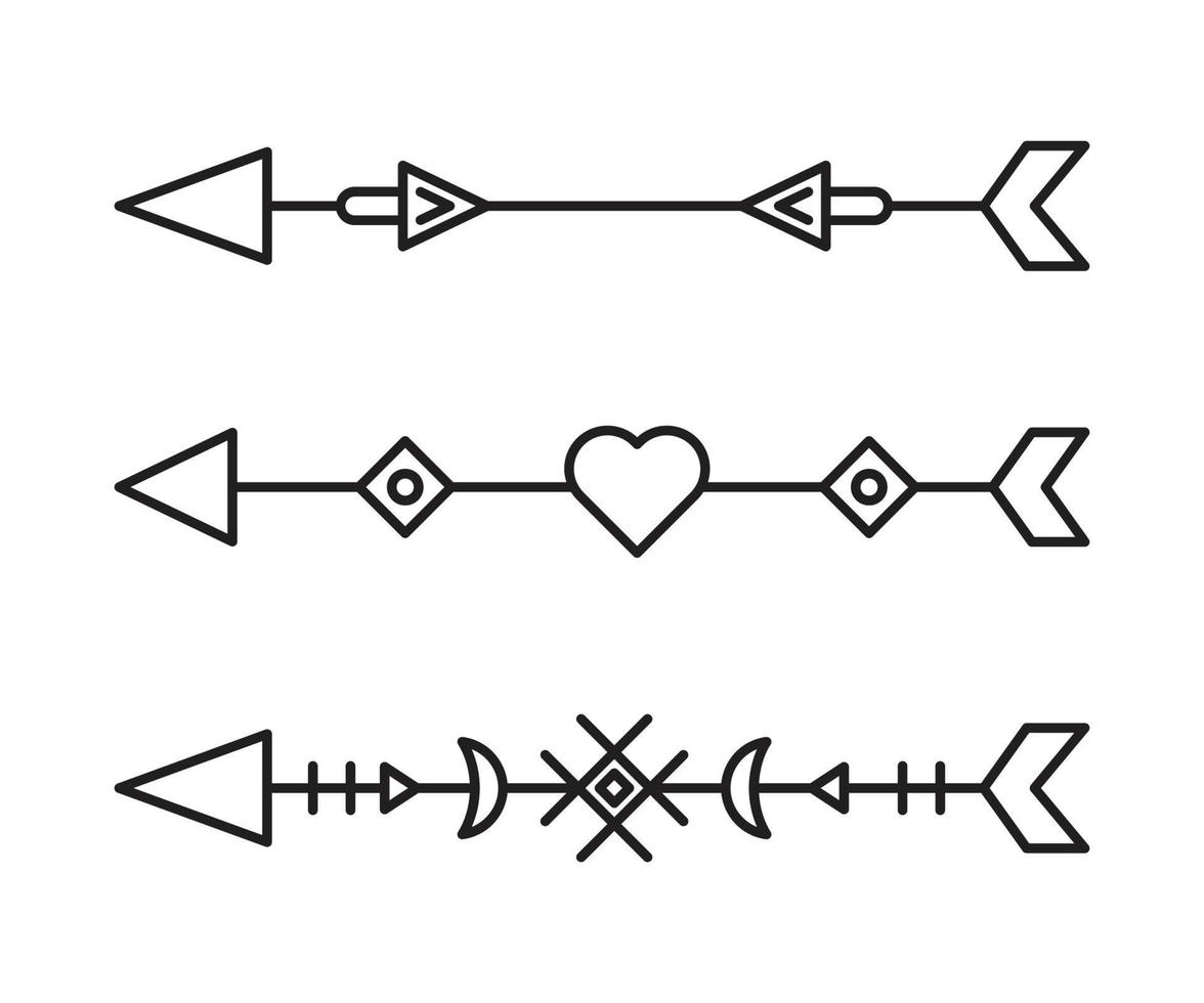 arrows set line art vector