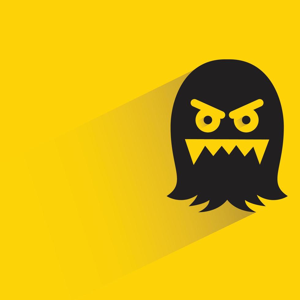 angry monster character with shadow on yellow background vector