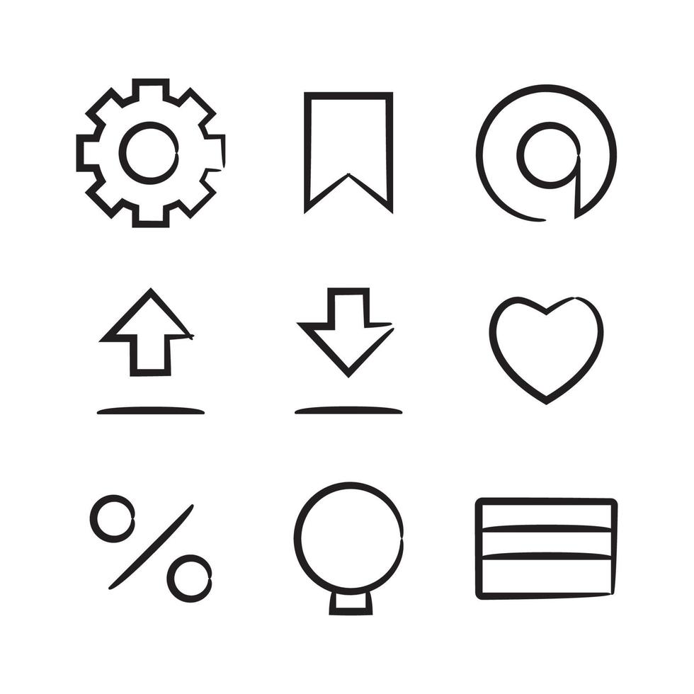 conjunto de iconos de interfaz web dibujados a mano vector