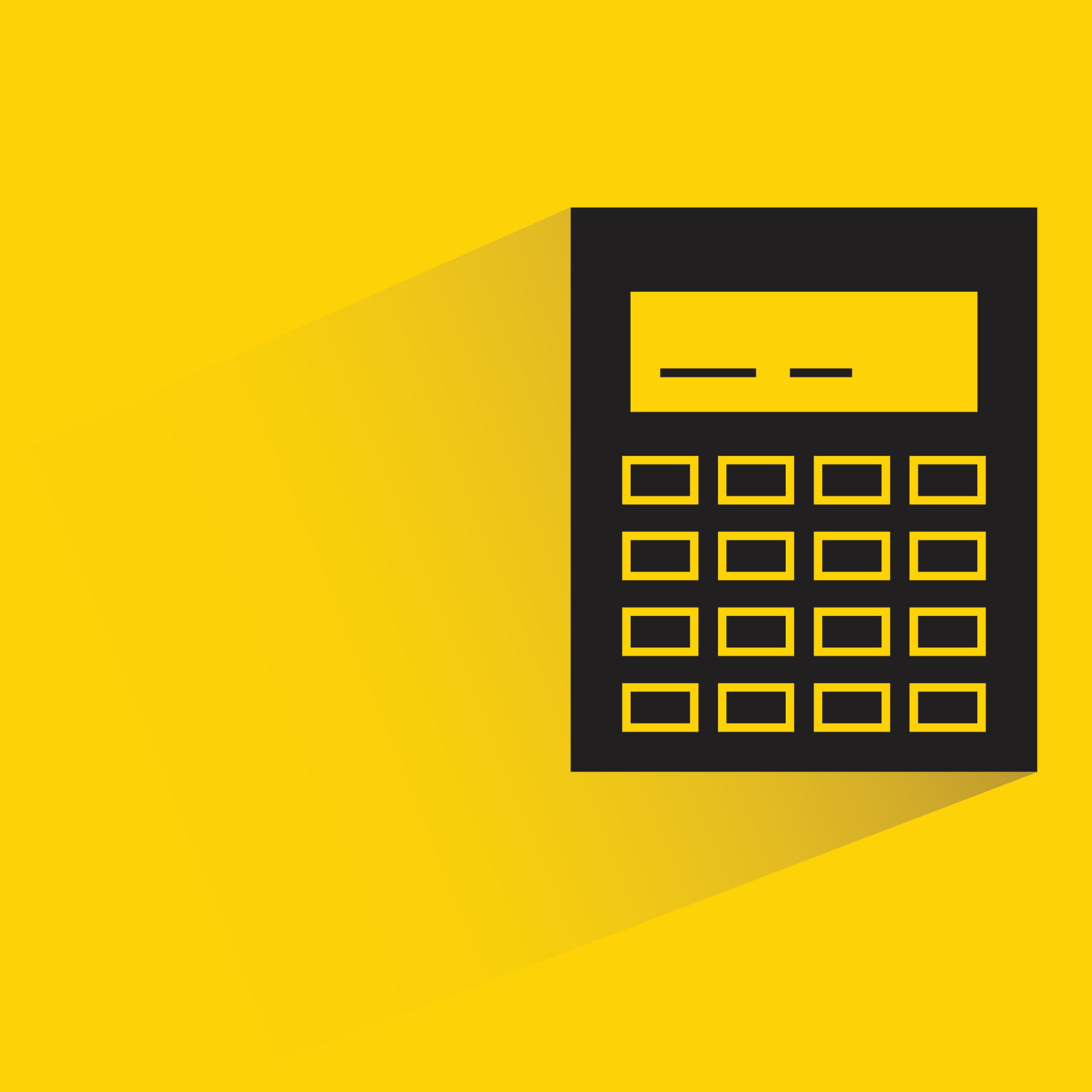 calculator icon with shadow on yellow background 8554912 Vector Art at Vecteezy