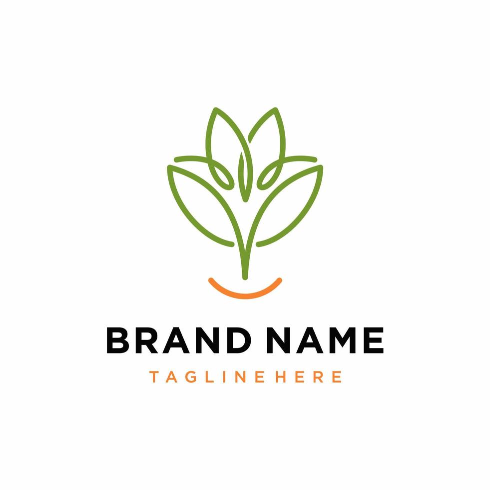Flower abstract line style Logo design vector template