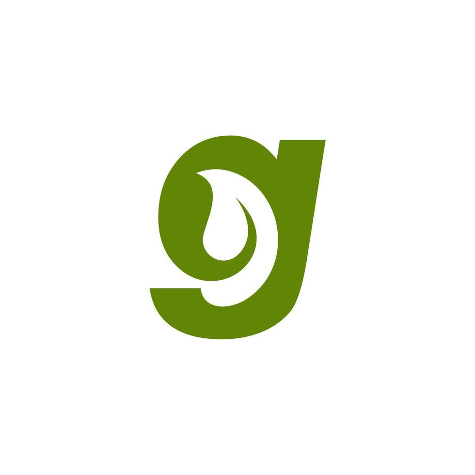 letra g con el logotipo del icono de la hoja vector