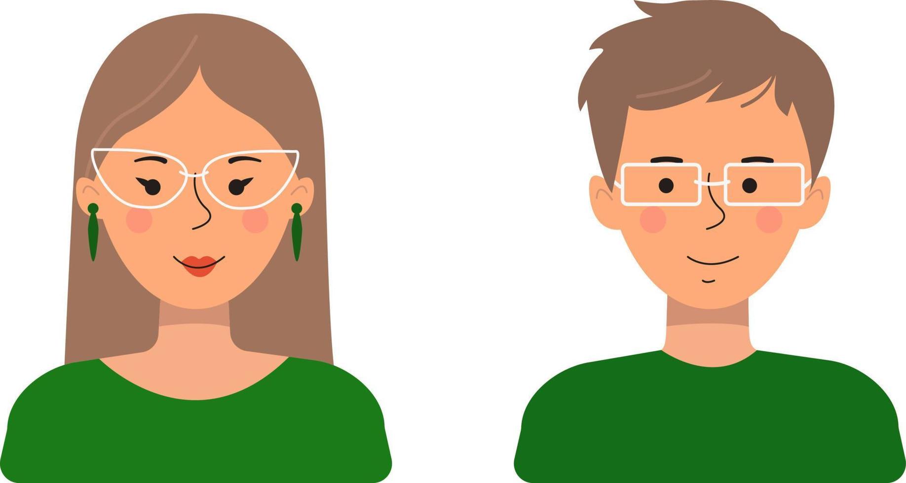 Avatars of people in a flat style. Vector illustration of a man and a woman isolated on a white background.