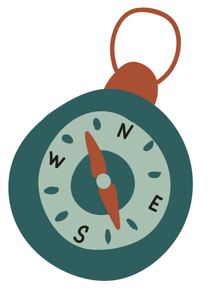 Hand drawn compass. Camping. White background, isolate. Vector illustration.