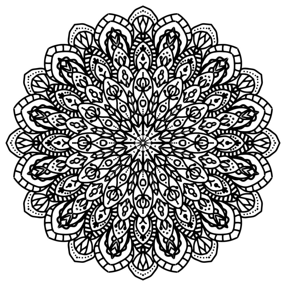 Circular pattern in form of mandala for Henna, Mehndi, tattoo, decoration. Beautiful relaxation black and white ornament. vector