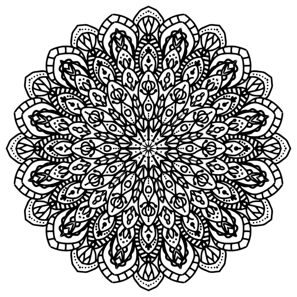 patrón circular en forma de mandala para henna, mehndi, tatuaje, decoración. hermoso adorno de relajación en blanco y negro. vector