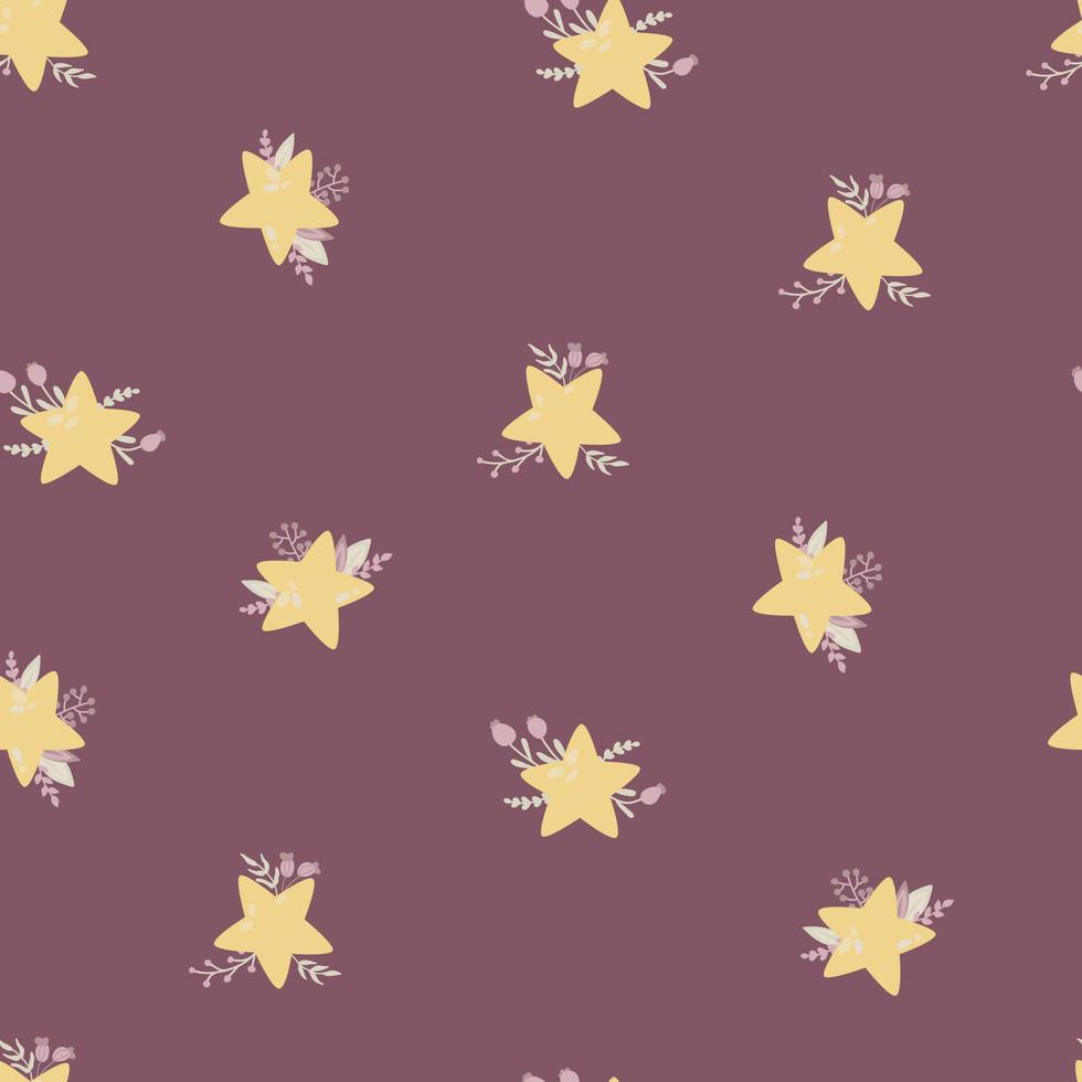 Seamless pattern with cute stars in flowers. Design for fabric, textile, wallpaper, packaging. vector