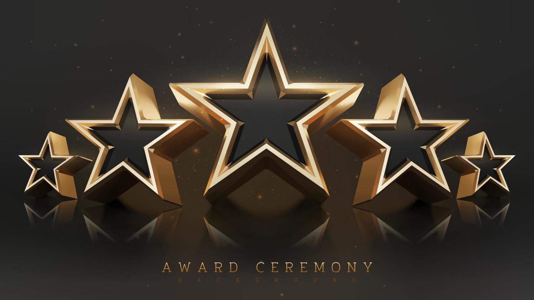 Award ceremony background with 3d gold star element and glitter light effect decoration. vector