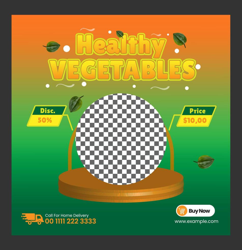 Healthy Fresh grocery vegetable post promotion template vector